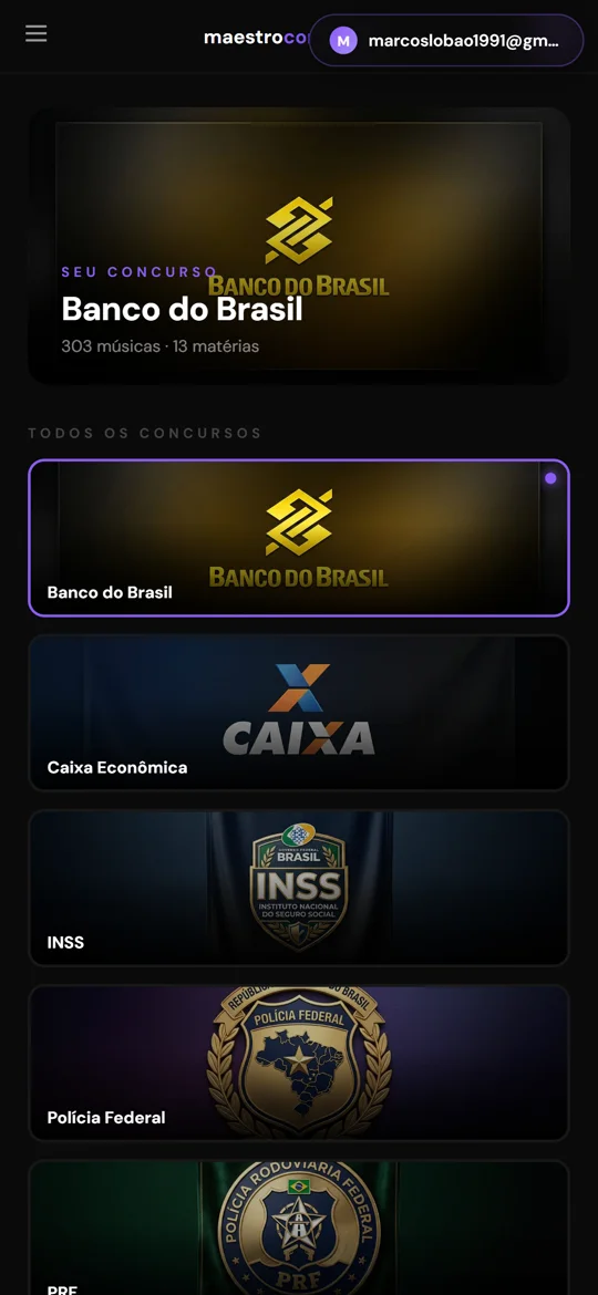 Concursos no app